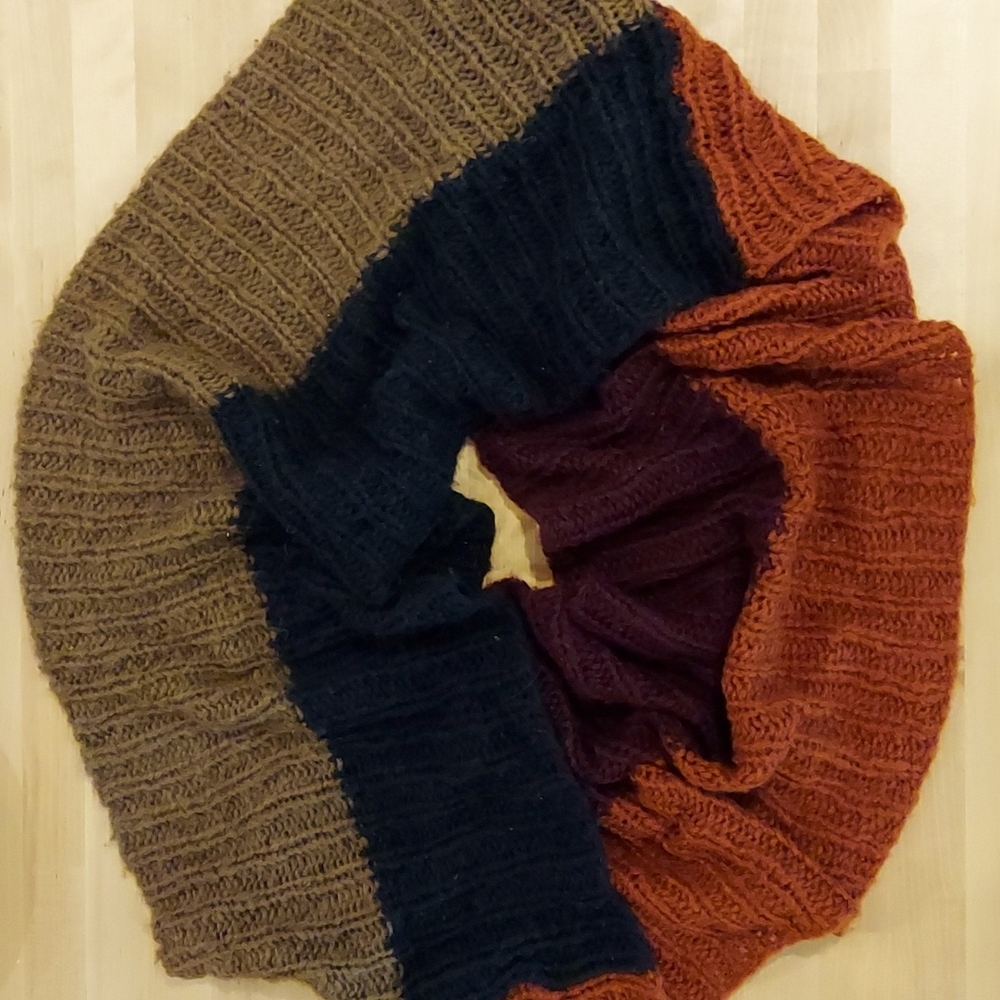 Colorblocked Infinity Scarf in Fall Colors - Picture 2 of 5